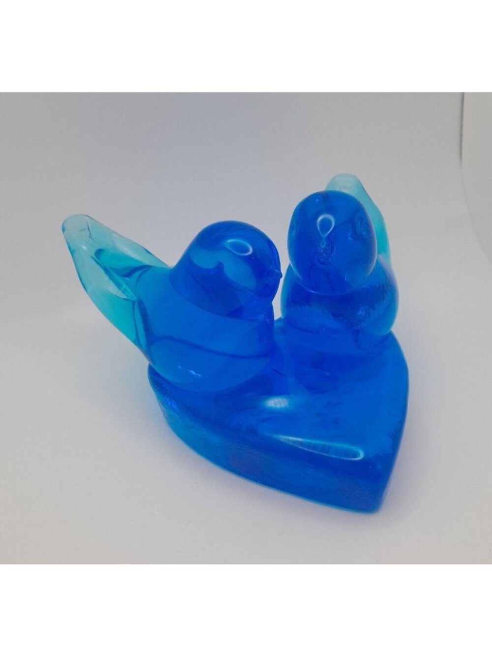 Double Bluebirds of Happiness by Titan Art Glass 2000 w/Original Sticker